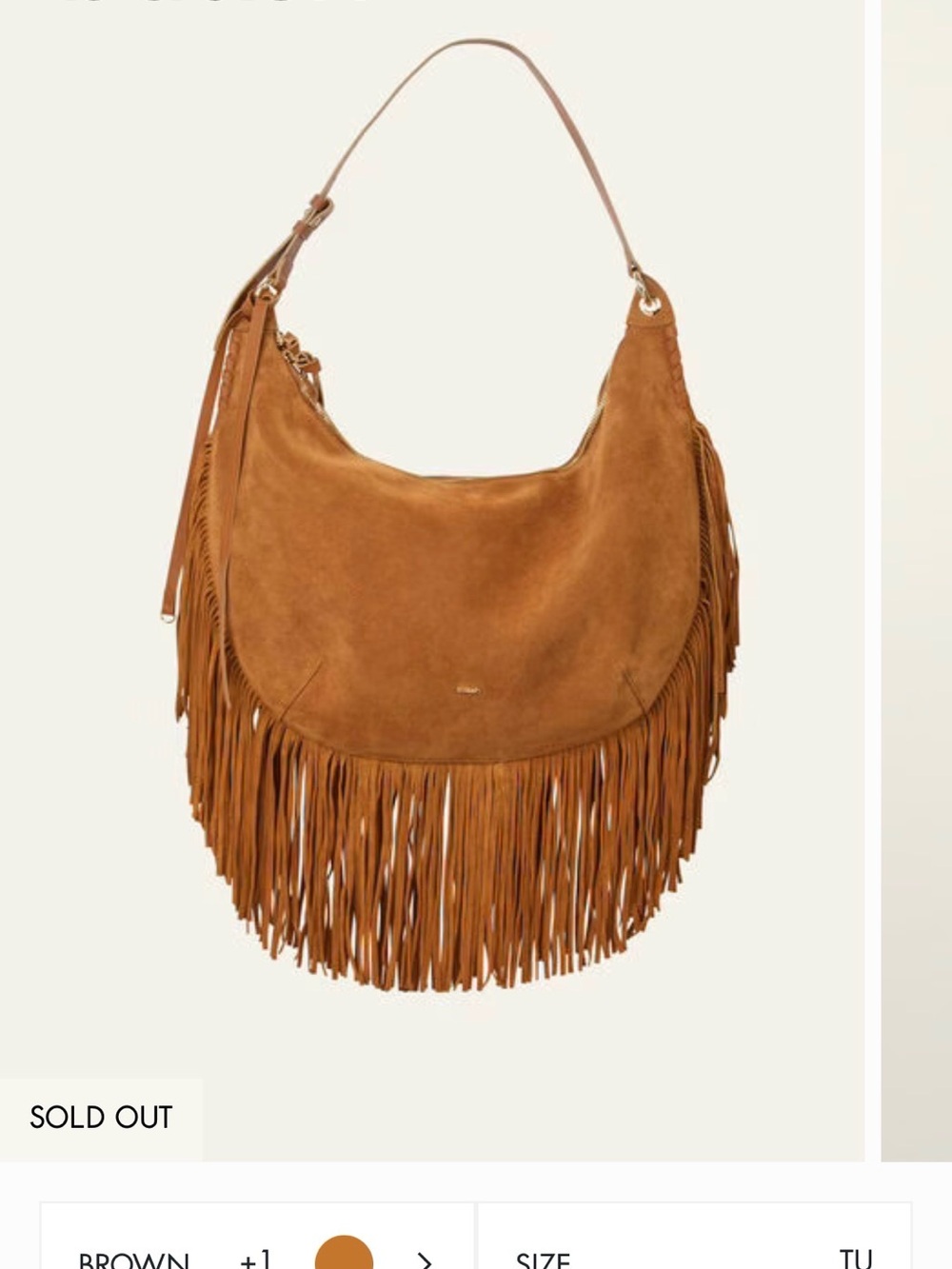 ba&sh Tan Suede “Swing” Fringe Shoulder Bag